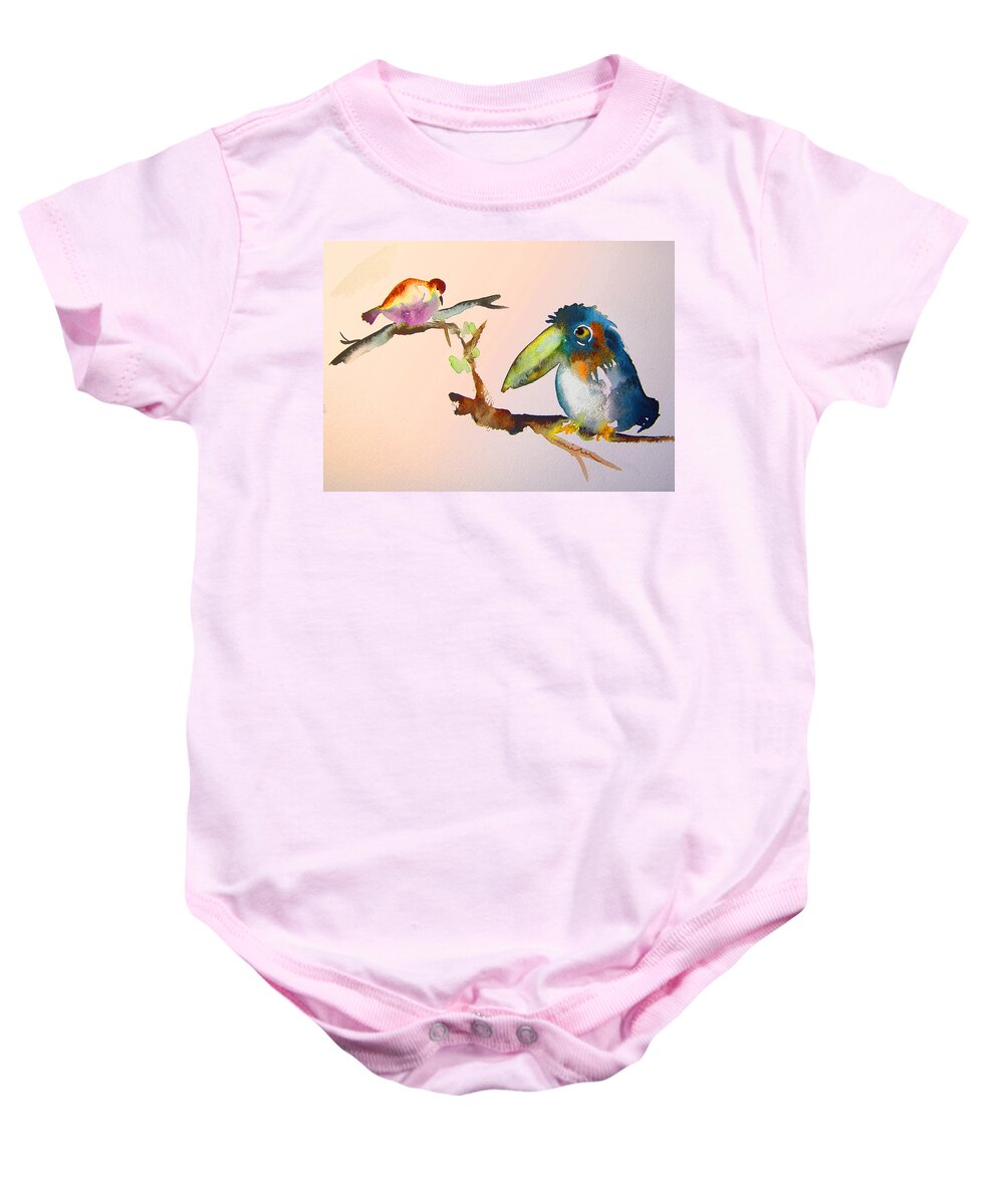 Watercolour Baby Onesie featuring the painting Birds in Love by Miki De Goodaboom