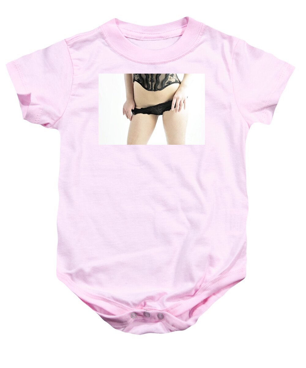 Boudoir Photographs Baby Onesie featuring the photograph Black and Black by Robert WK Clark