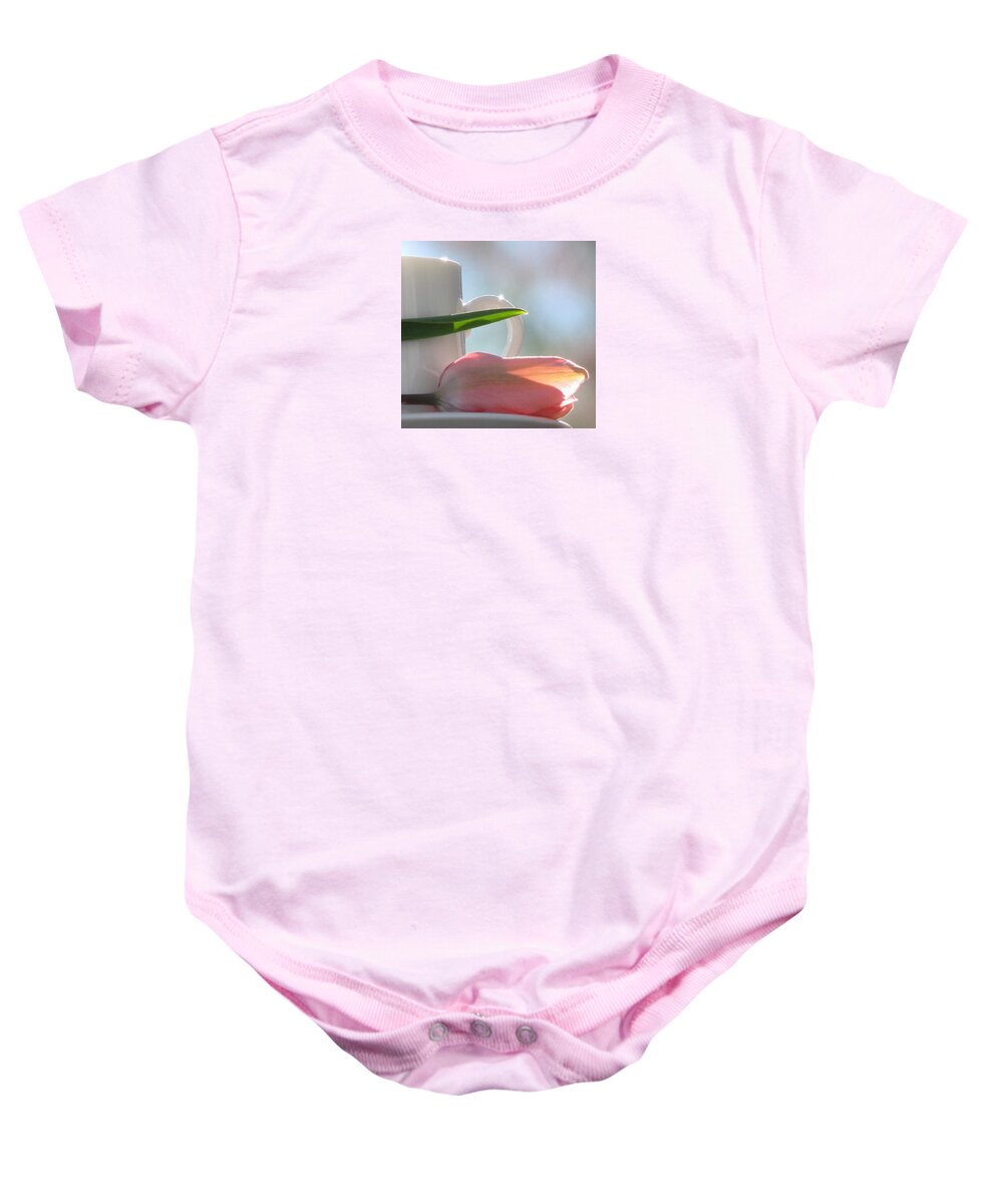 Cup Baby Onesie featuring the photograph Bliss by Angela Davies