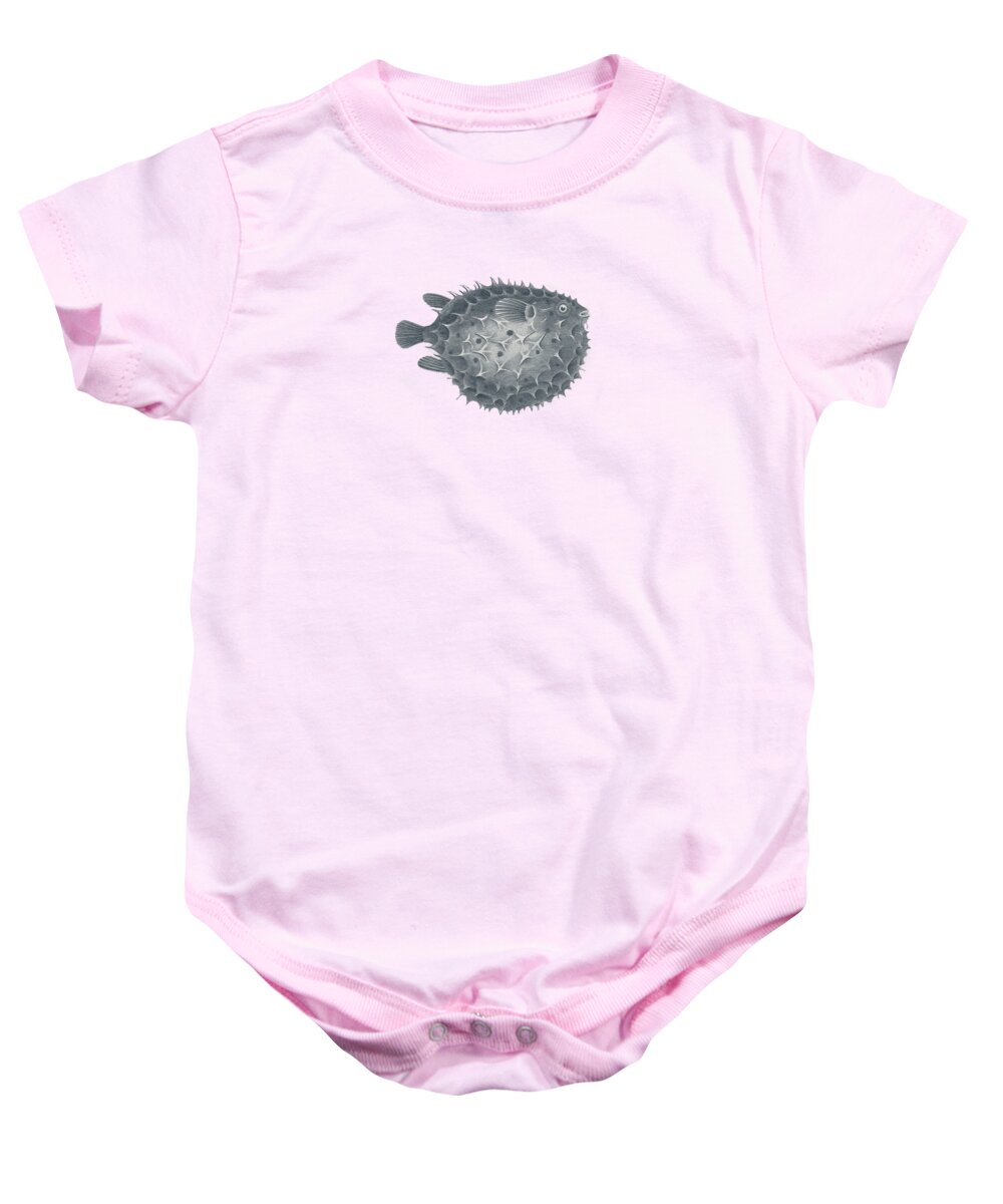 Animal Baby Onesie featuring the drawing Blowfish - Nautical Design by World Art Prints And Designs