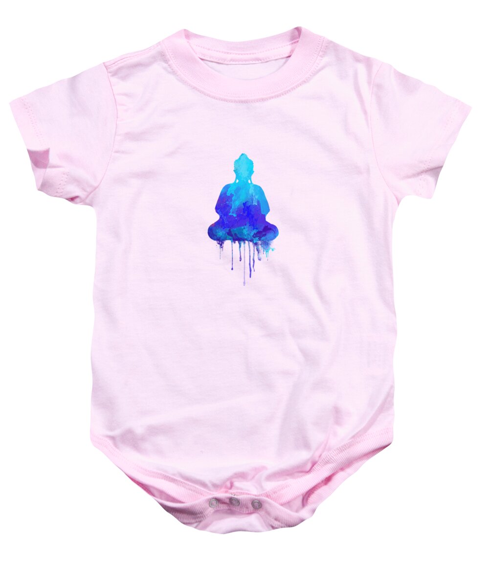 Watercolor Baby Onesie featuring the painting Blue Buddha watercolor painting by Thubakabra