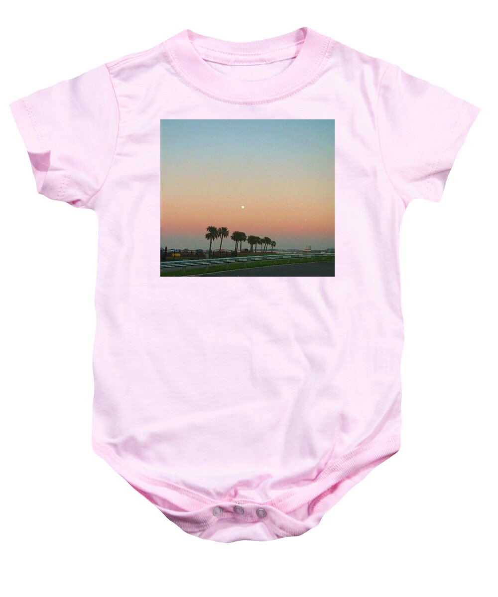 Blue Moon Baby Onesie featuring the photograph Blue Moon at Twilight by Deborah Lacoste