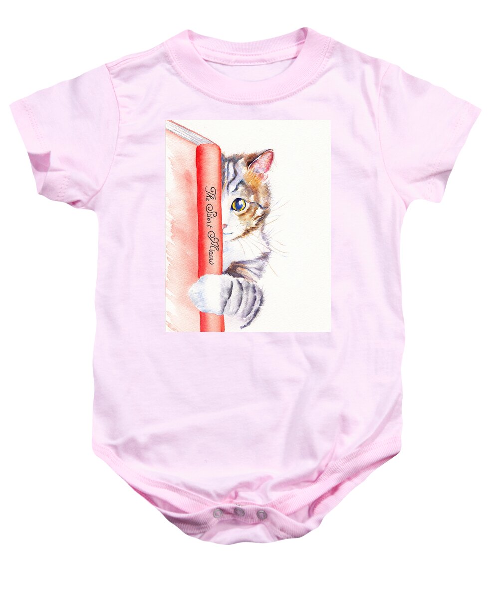 Cats Baby Onesie featuring the painting Book Interrupted by Debra Hall