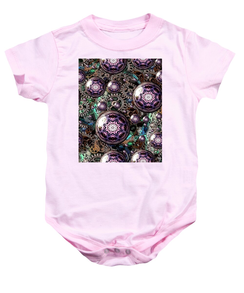 Digital Art Baby Onesie featuring the digital art Bubble Abstract 1f by Belinda Cox