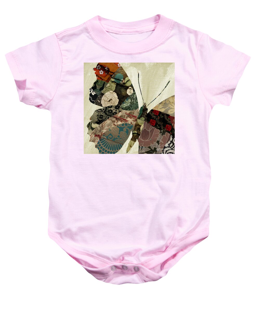 Butterfly Baby Onesie featuring the painting Butterfly Brocade III by Mindy Sommers