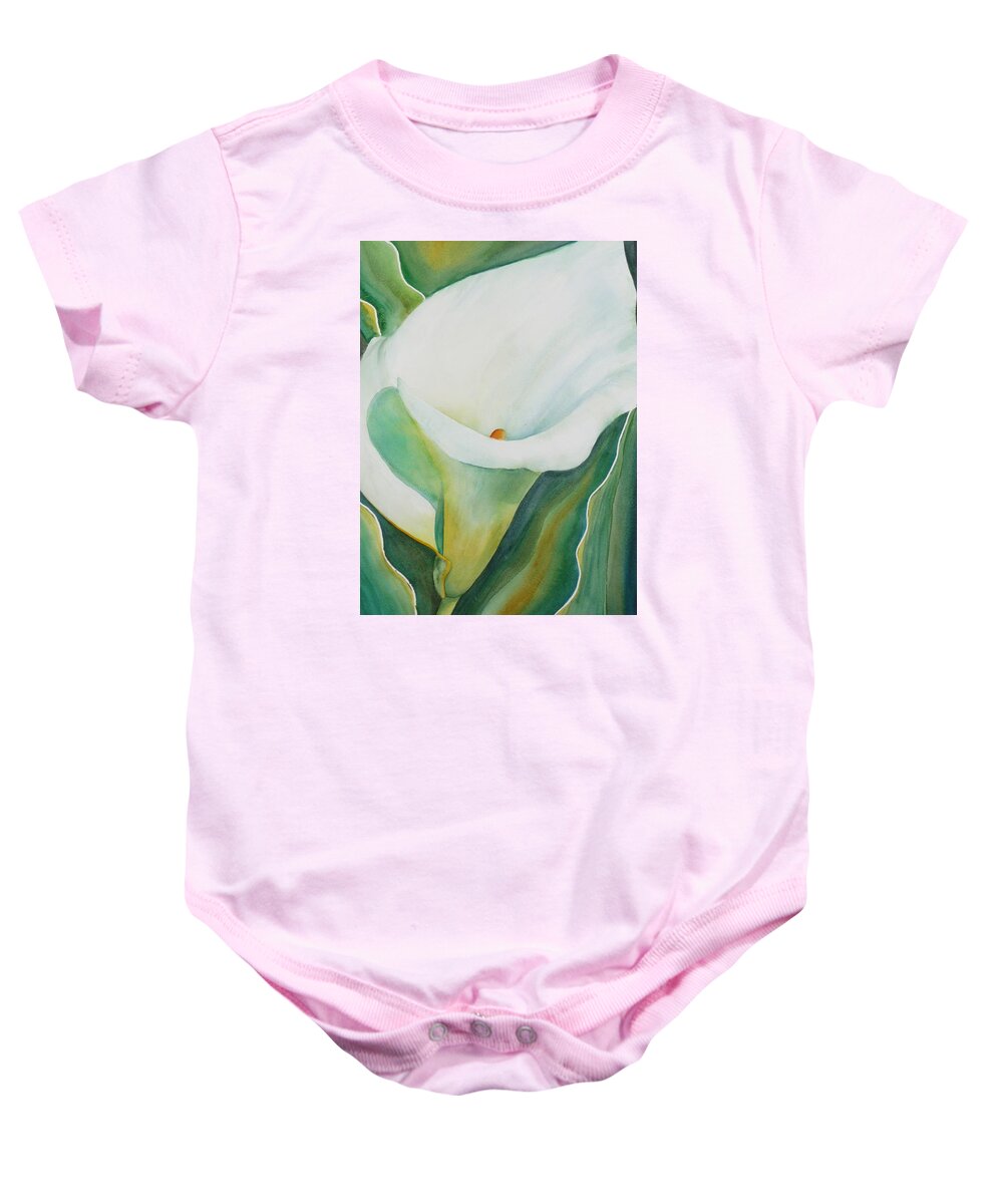 Flower Baby Onesie featuring the painting Calla Lily by Ruth Kamenev