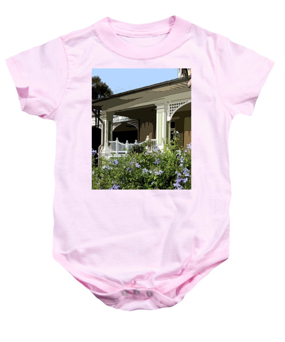 Architecture Baby Onesie featuring the photograph Cane Garden Flowers by James Rentz
