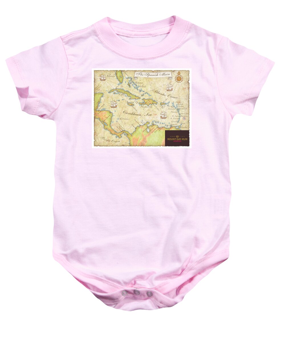 Map Baby Onesie featuring the digital art Caribbean Map II by Unknown