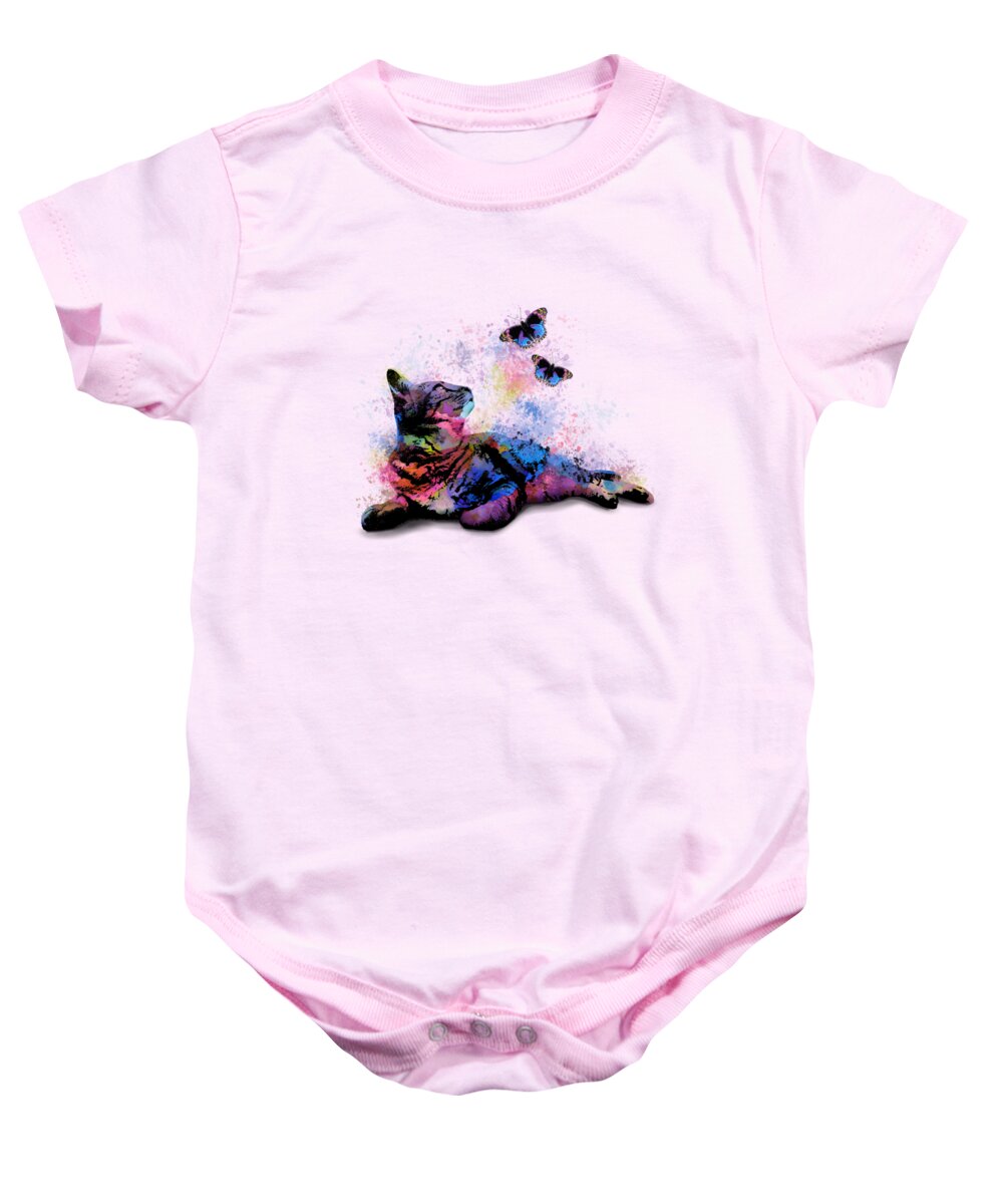 Cat Baby Onesie featuring the digital art Cat 614 by Lucie Dumas