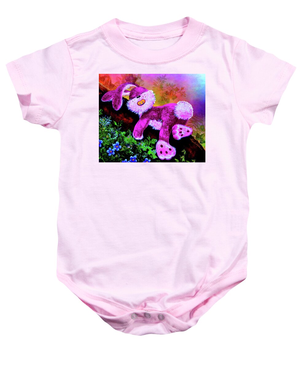 Easter Bunny Baby Onesie featuring the painting Catching ZZZZs by Hanne Lore Koehler
