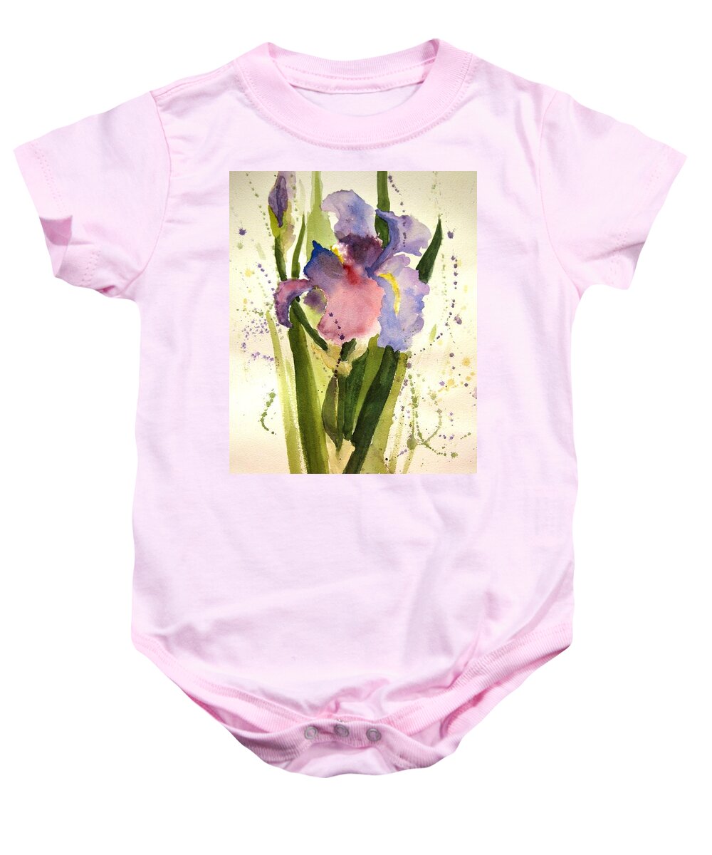 Iris Baby Onesie featuring the painting Celebrating Life by Maria Hunt