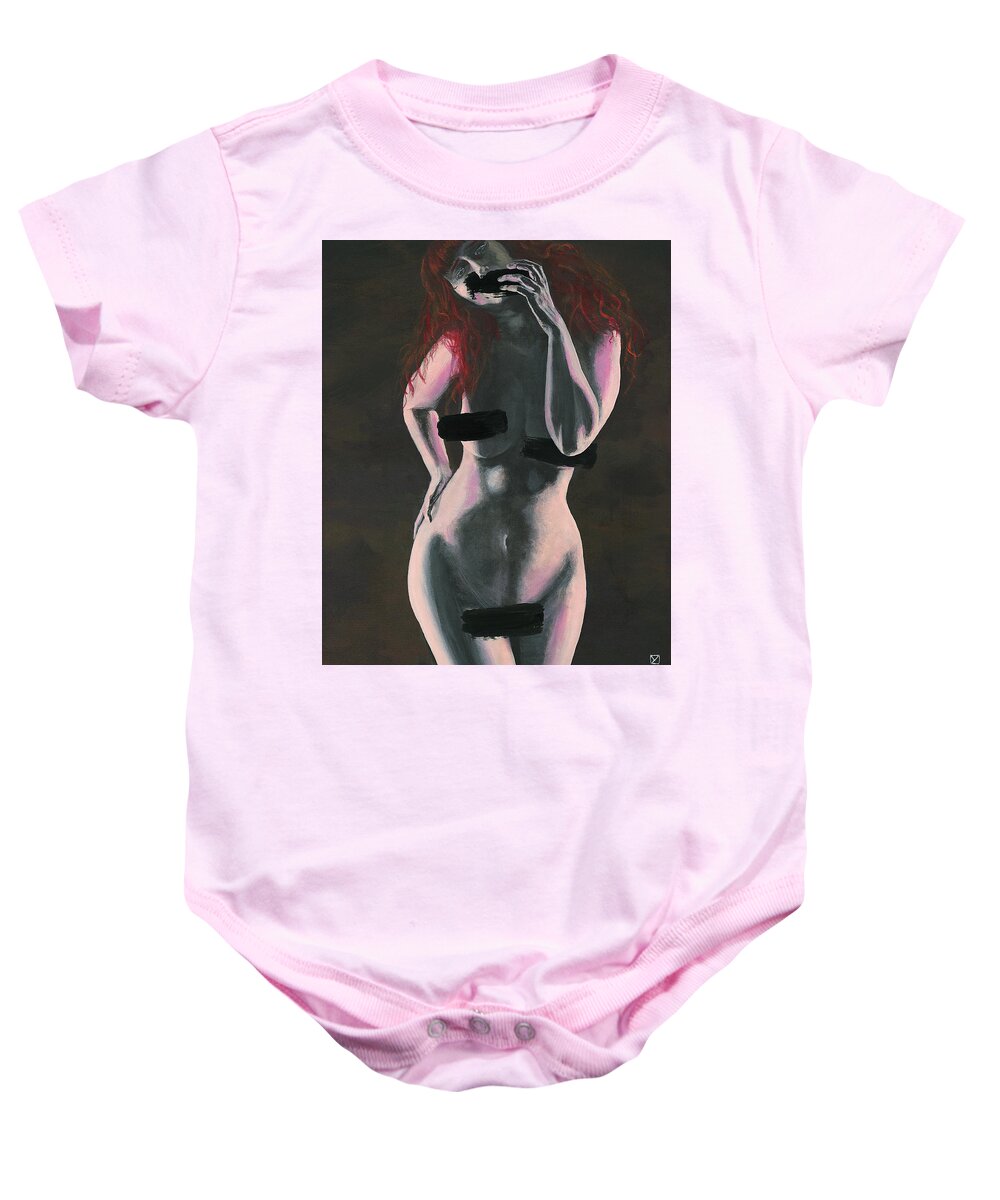 Acrylic Baby Onesie featuring the painting Censored by Matthew Mezo