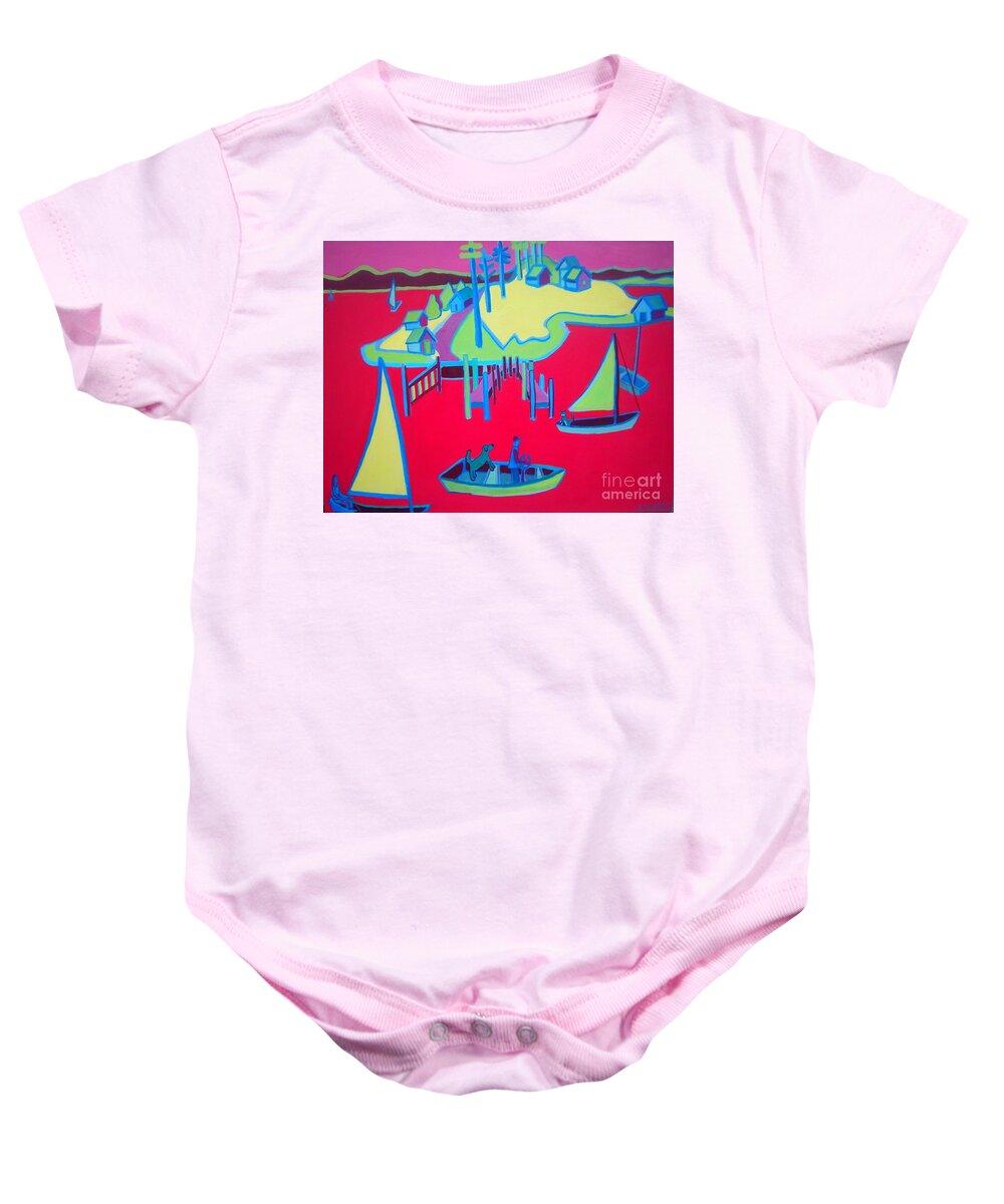 Ocean Baby Onesie featuring the painting Chance Meeting by Debra Bretton Robinson