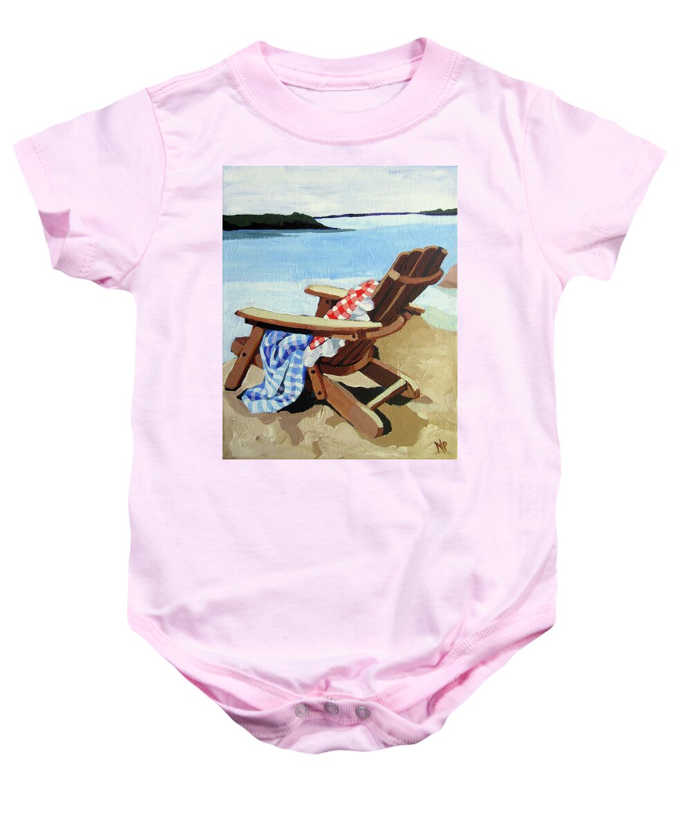 Tranquil Baby Onesie featuring the painting Checks and Stripes by Melinda Patrick