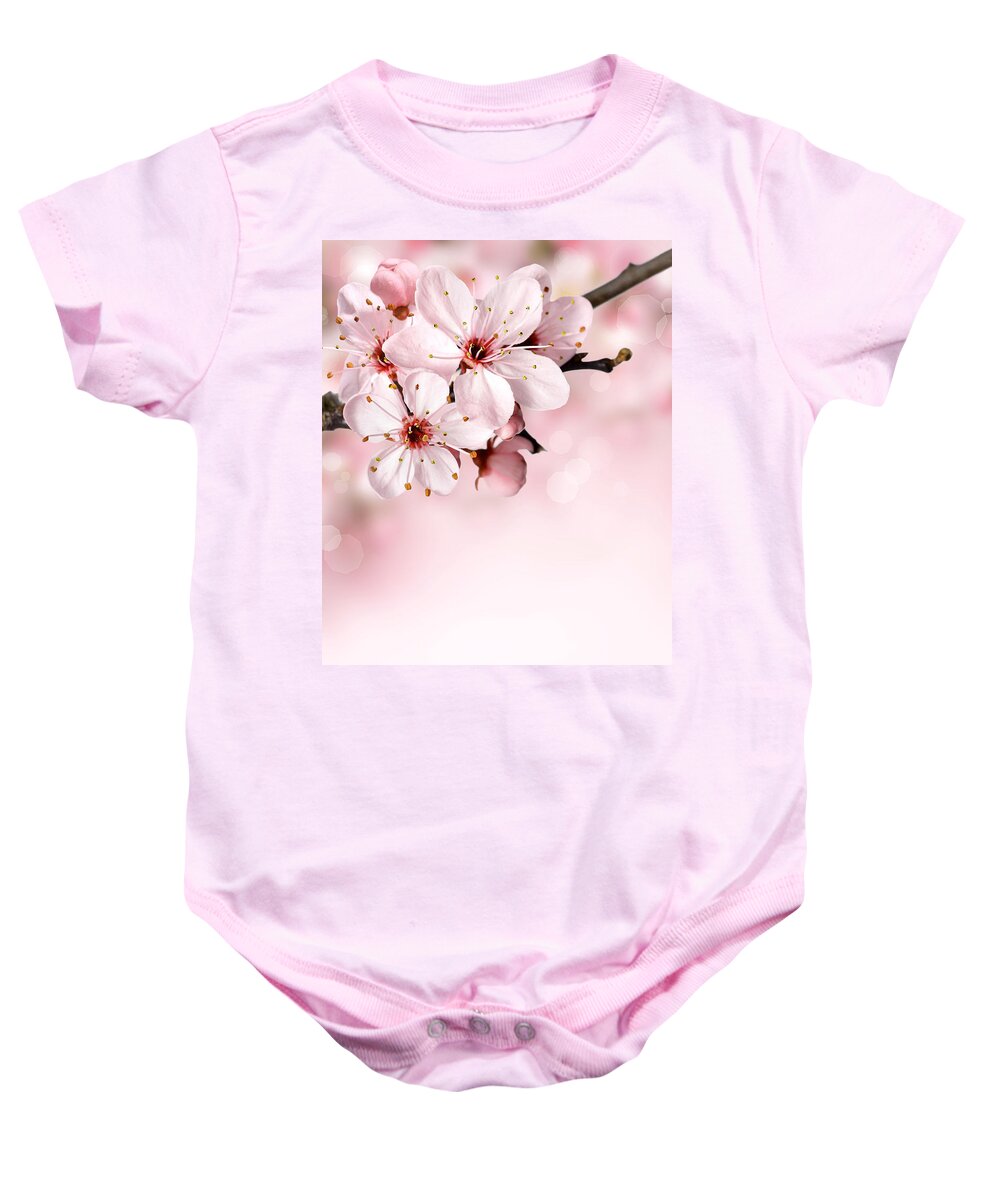 Japanese Cherry Blossoms Baby Onesie featuring the photograph Cherry Blossoms in Bloom by Leah McPhail