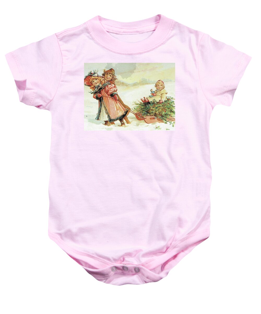 Frances Brundage Baby Onesie featuring the painting Christmas Tree by Reynold Jay