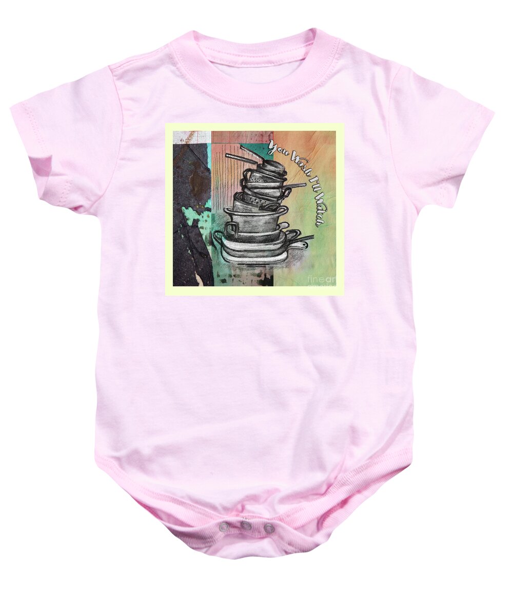  Kitchen Baby Onesie featuring the drawing Clean Your Kitchen by Ariadna De Raadt