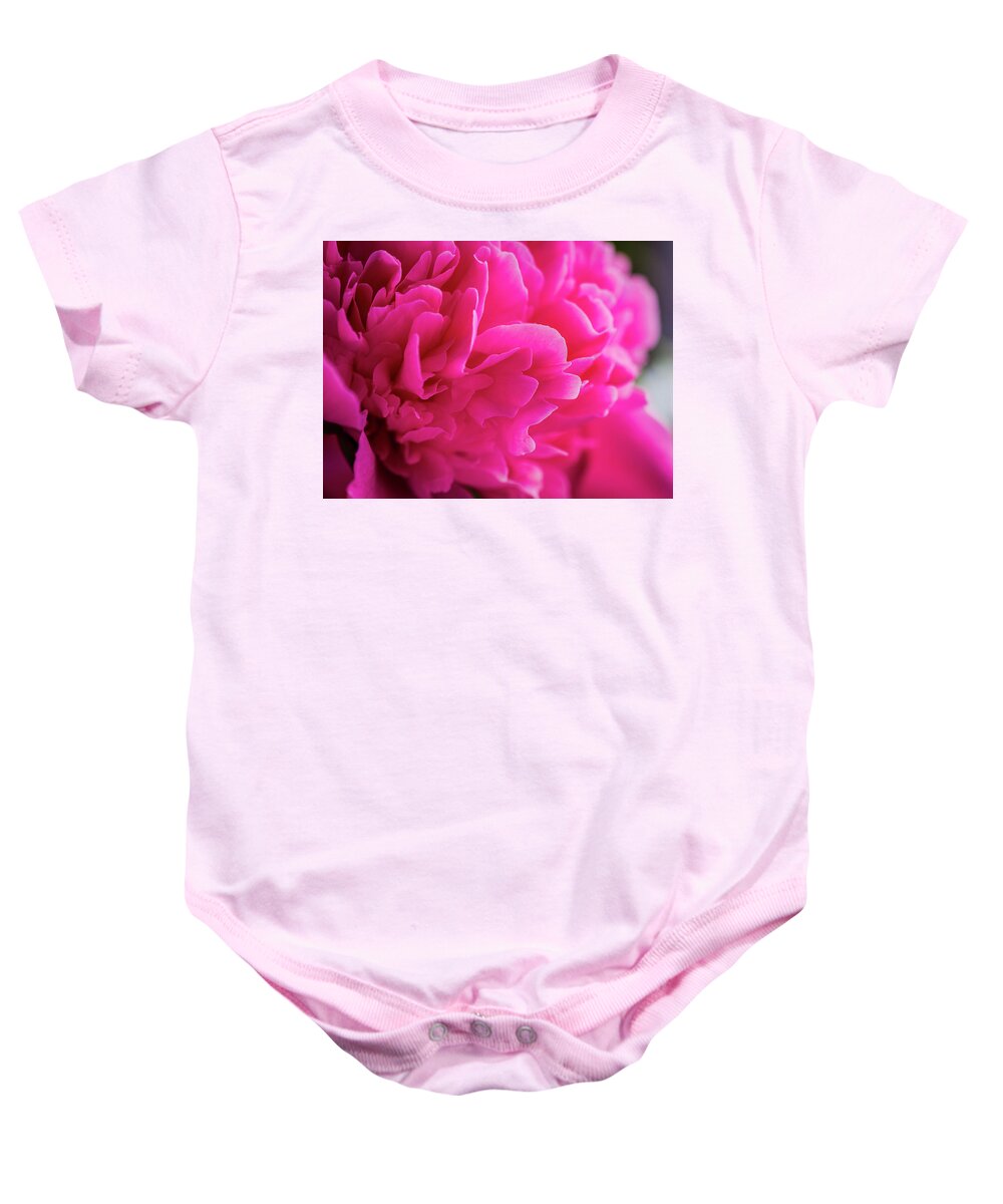 Beautiful Baby Onesie featuring the photograph Close up of Pink Peony Flower by Teri Virbickis
