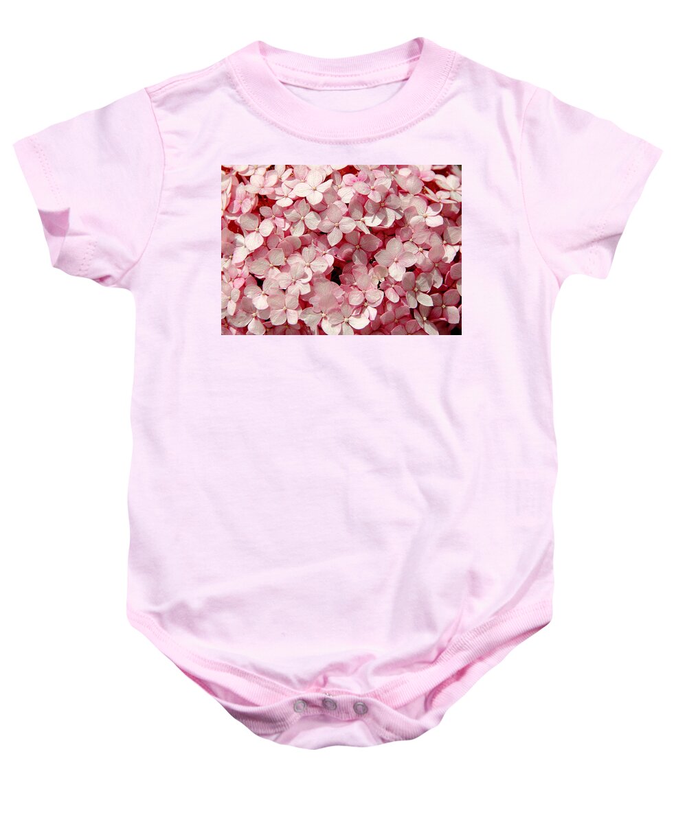 Pink Hydrangea Baby Onesie featuring the photograph Closeup of Pink Hydrangea by Allen Nice-Webb
