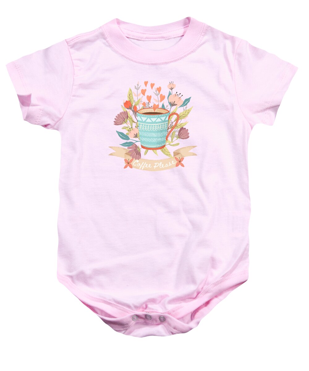 Painting Baby Onesie featuring the painting Coffee Please It Is Always A Good Idea by Little Bunny Sunshine
