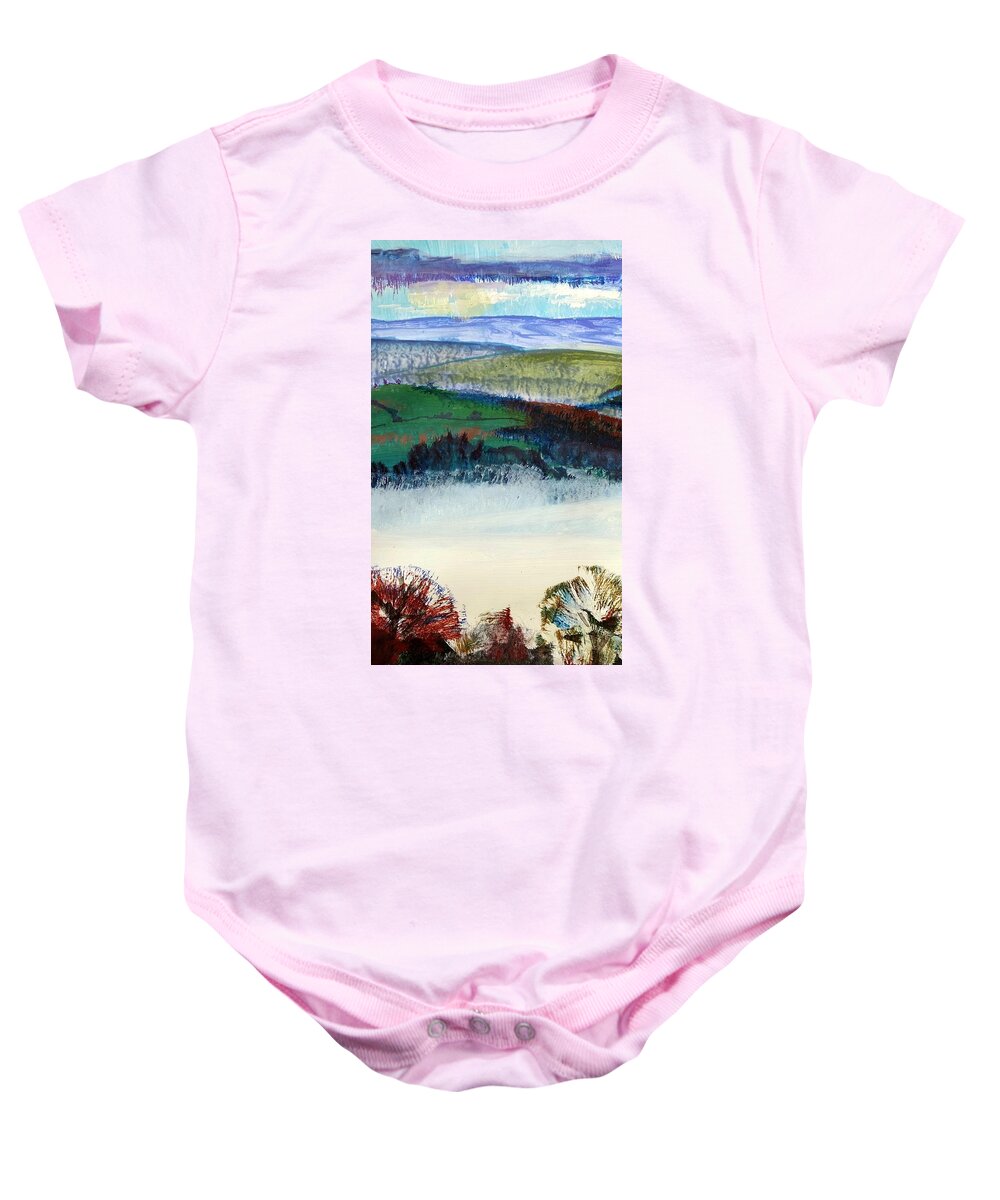 Cold Baby Onesie featuring the painting Cold bright morning England by Mike Jory