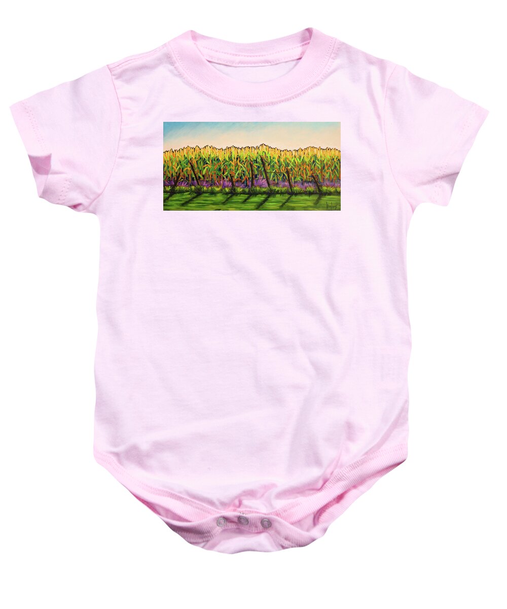 Cornfield Baby Onesie featuring the painting Cornfield Color by Kevin Hughes