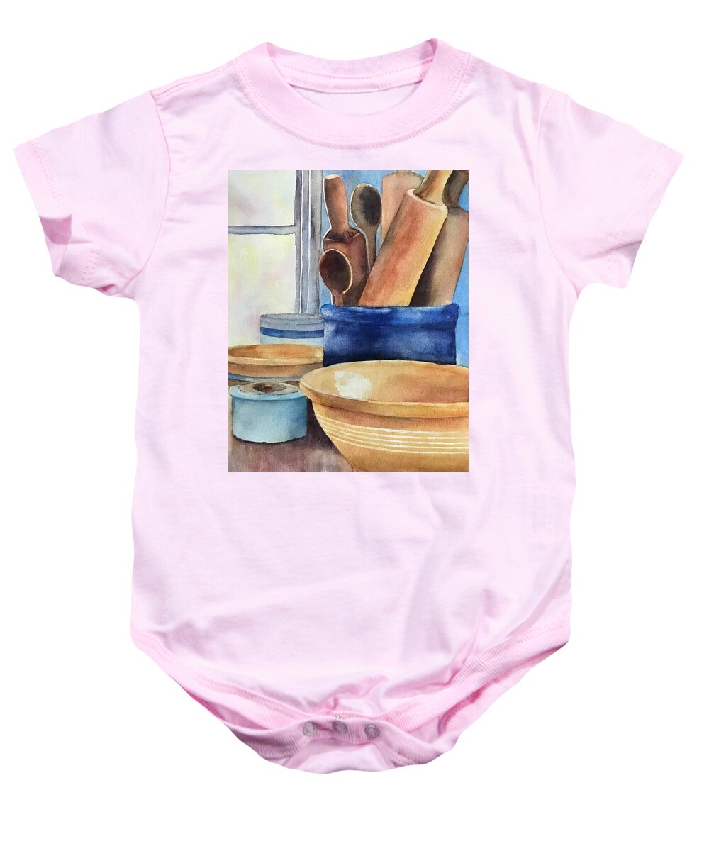 Antique Baby Onesie featuring the painting Country Kitchen by Beth Fontenot