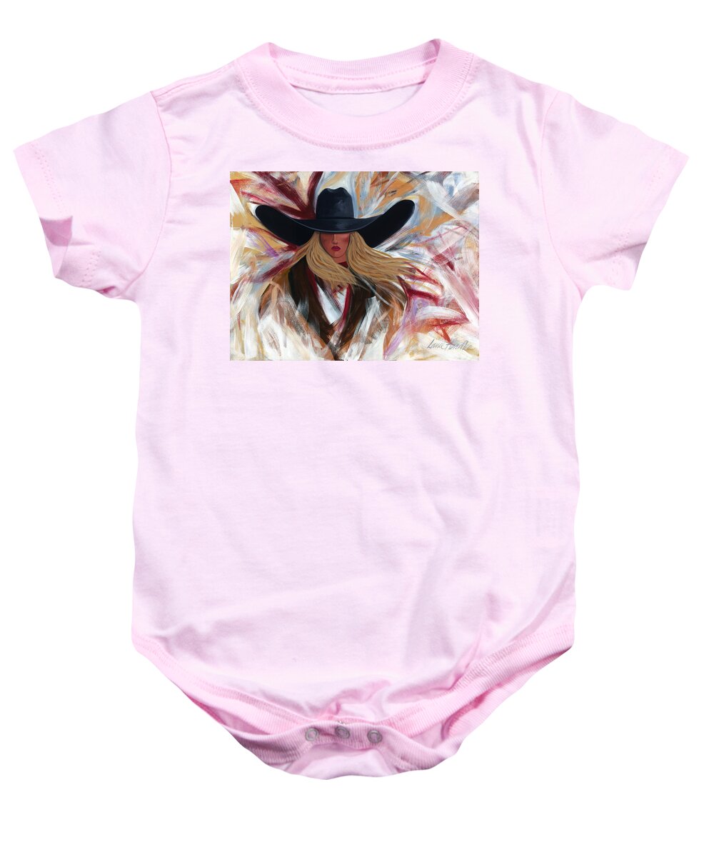 Colorful Cowboy Painting. Baby Onesie featuring the painting Cowgirl Colors by Lance Headlee