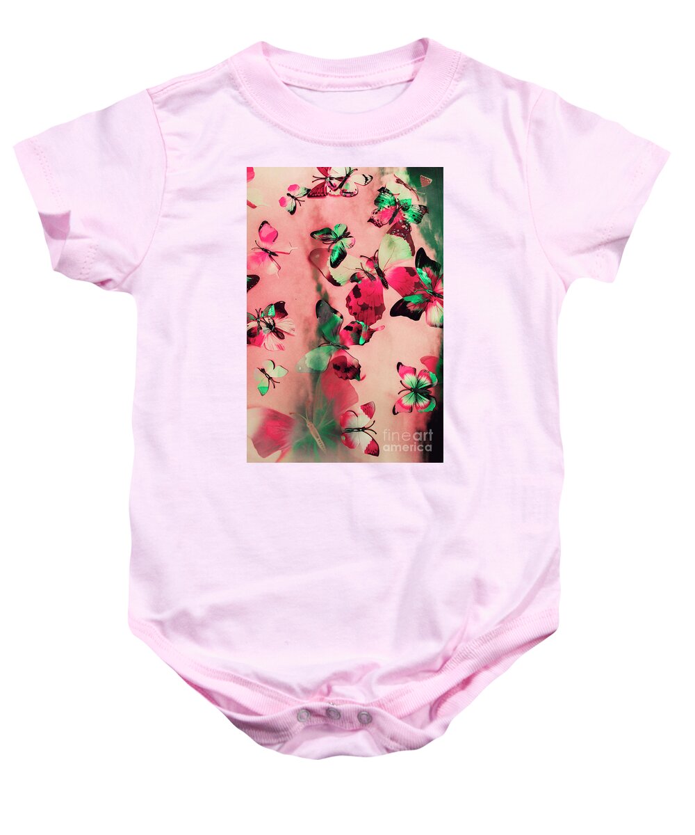 Background Baby Onesie featuring the photograph Creative butterfly background by Jorgo Photography