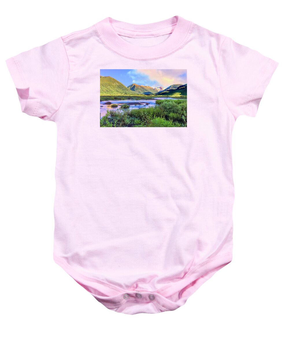 Crested Butte Baby Onesie featuring the photograph Crested Butte Sunrise by Lorraine Baum