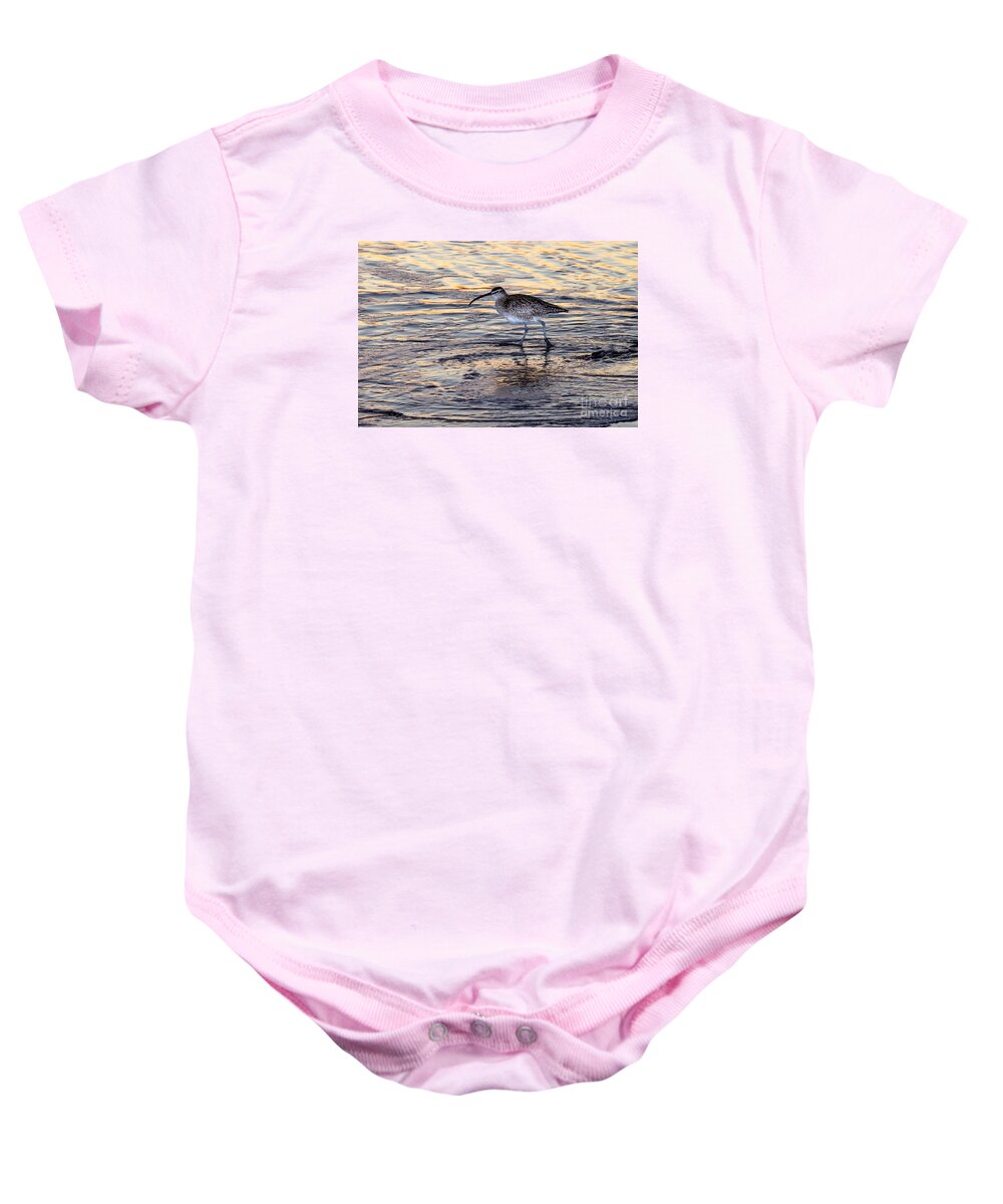 Curlew Baby Onesie featuring the photograph Curlew at sunset by Shawn Jeffries
