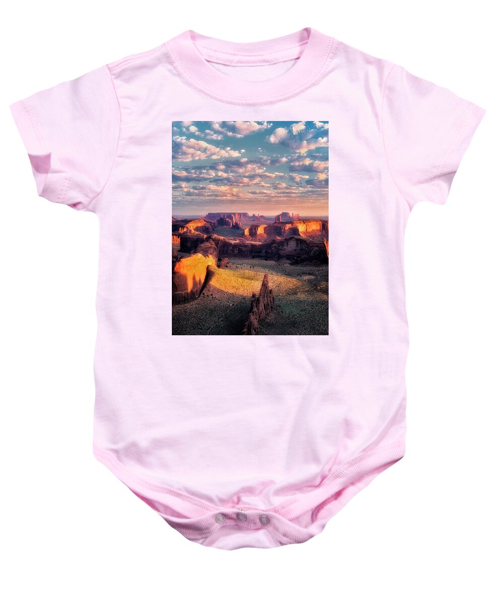Sunrise Baby Onesie featuring the photograph Desert Glow  by Nicki Frates