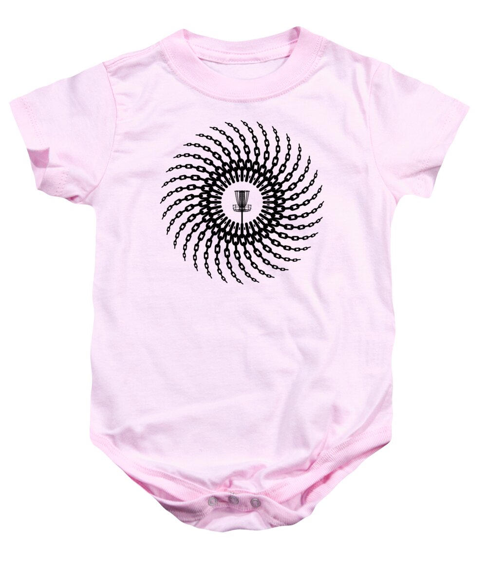 Disc Golf Baby Onesie featuring the digital art Disc Golf Basket Chains by Phil Perkins