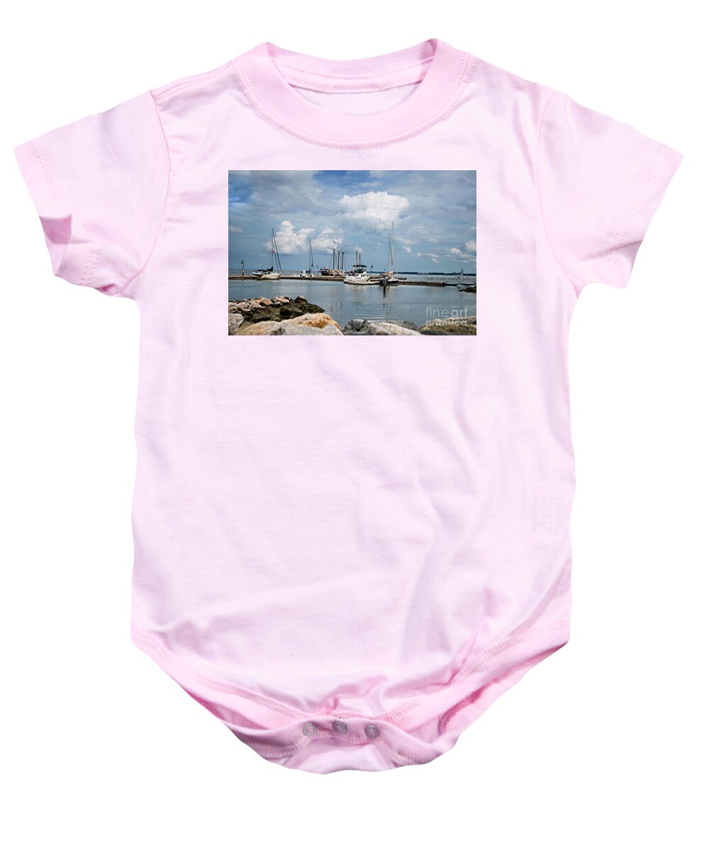 Sea Baby Onesie featuring the photograph Docked Ships by Ed Taylor