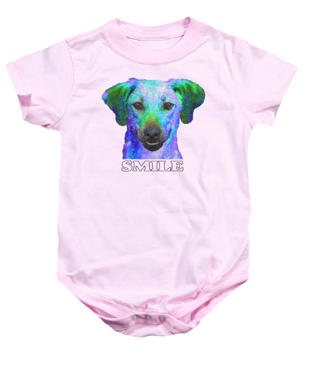 Dog Baby Onesie featuring the photograph Doggy Smile by Mitch Spence