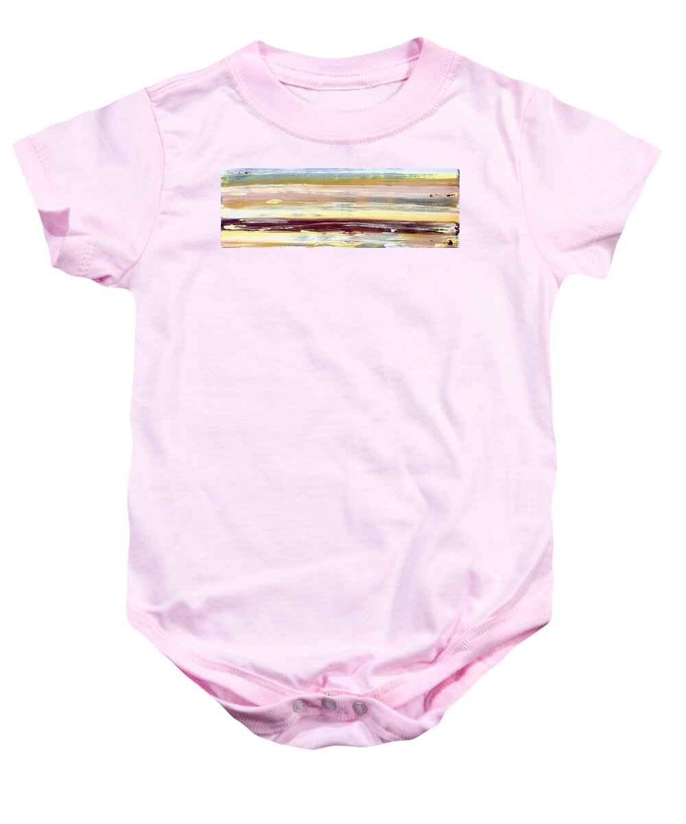Gen X Baby Onesie featuring the painting Driftwood Gen X Yellows by M West