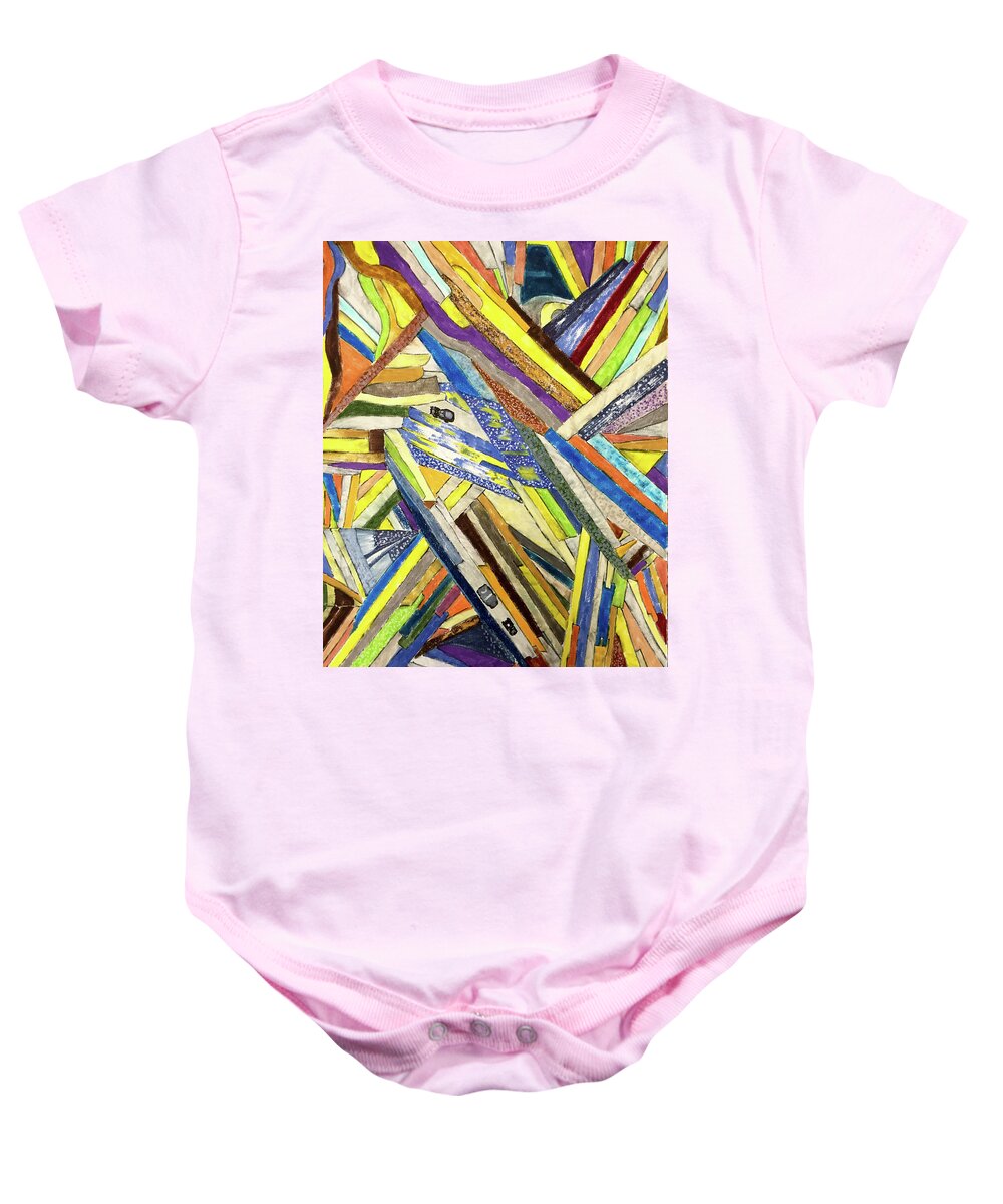 Expressionist Baby Onesie featuring the painting Driving My Baby Back Home by Dennis Ellman