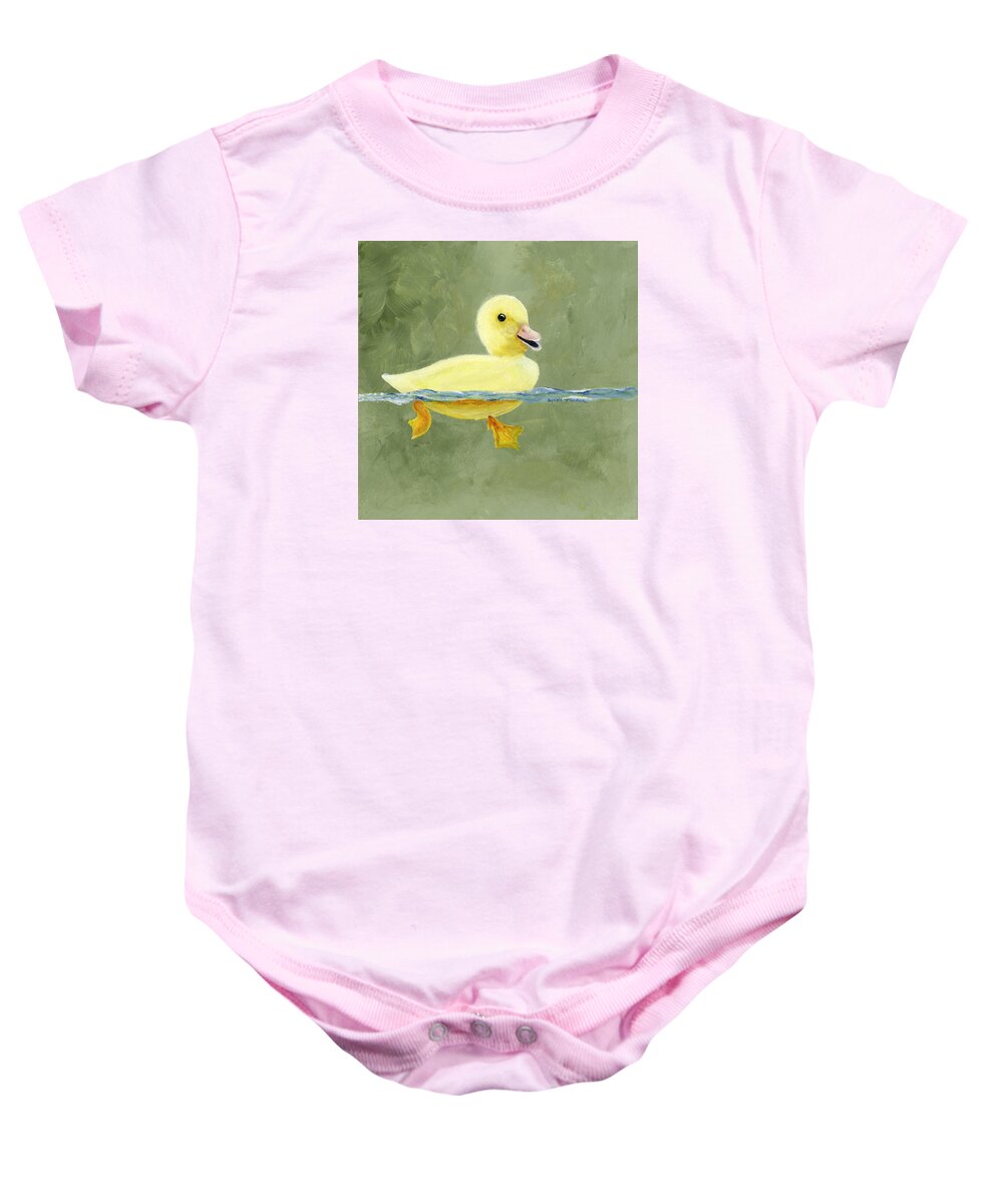 Duck Baby Onesie featuring the painting Duck on the Water by Donna Tucker