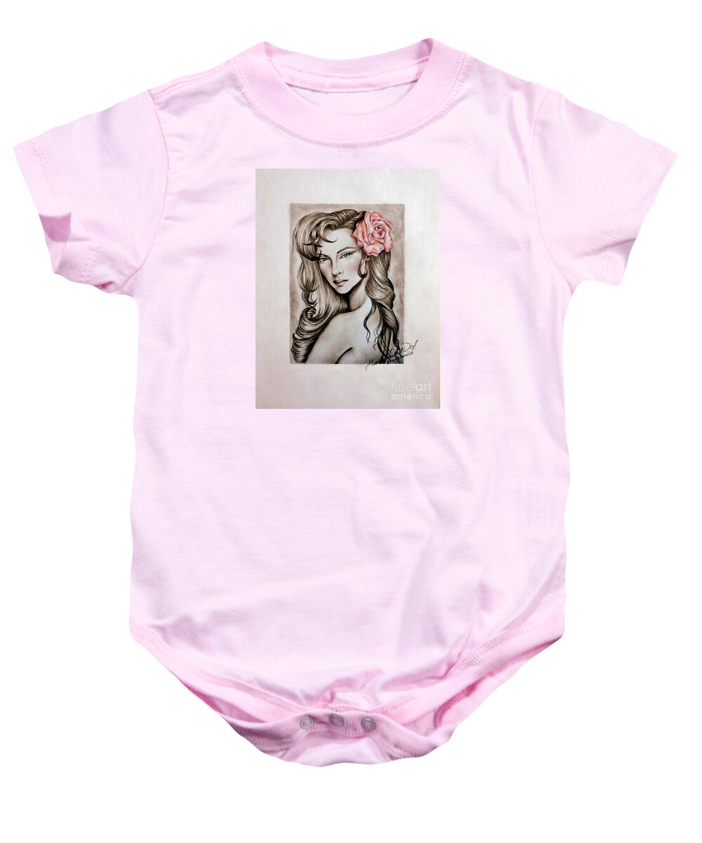  Baby Onesie featuring the mixed media Dusty Rose by Georgia Doyle