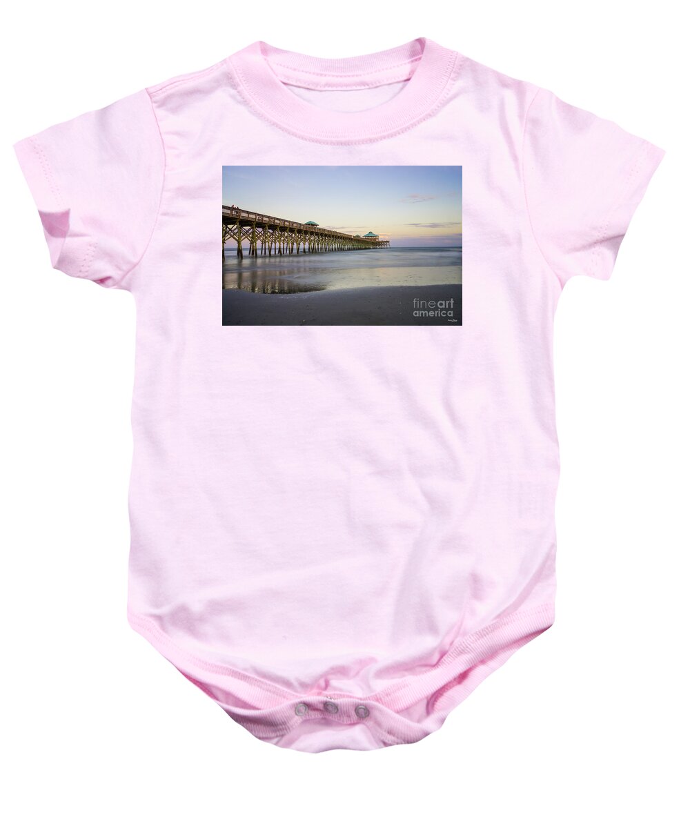 Folly Beach Baby Onesie featuring the photograph Evening Peace On Folly Beach by Jennifer White