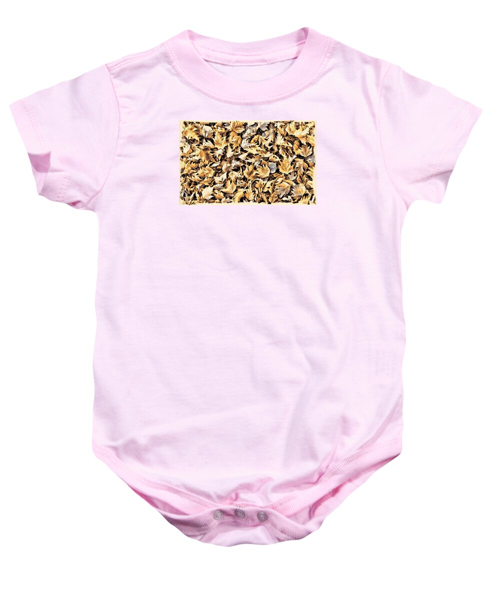 Autumn Baby Onesie featuring the digital art Fallen Autumn Leaves by Cameron Wood