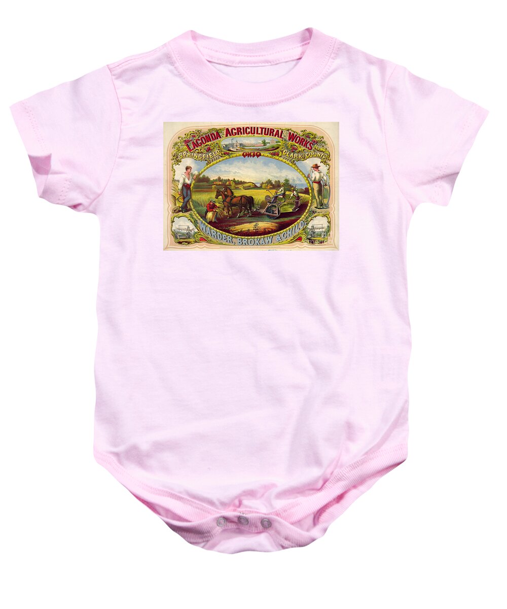 Farm Tools Advertisement 1859 Baby Onesie featuring the photograph Farm Tools Ad 1859 by Padre Art