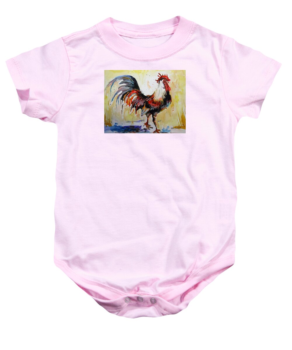Rooster Baby Onesie featuring the painting Feeling Cocky by Mike Benton