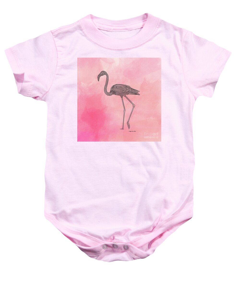 Bird Baby Onesie featuring the digital art Flamingo3 by Megan Dirsa-DuBois
