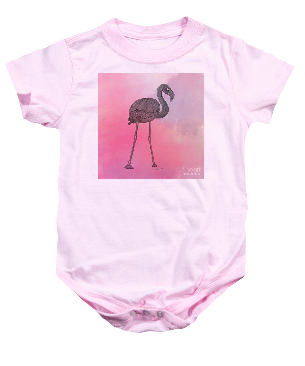 Bird Baby Onesie featuring the digital art Flamingo5 by Megan Dirsa-DuBois