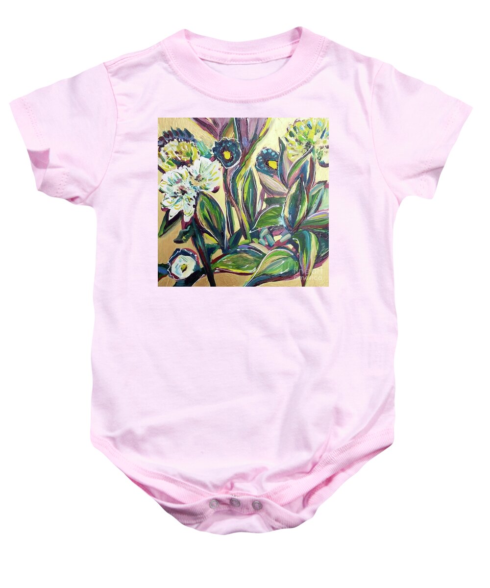 Flowers Baby Onesie featuring the painting Floral Rhythm by Catherine Gruetzke-Blais
