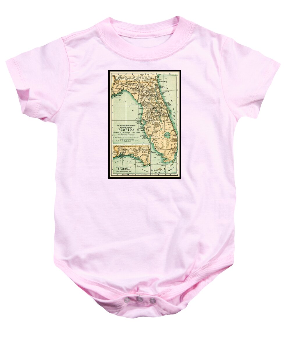 Florida Baby Onesie featuring the photograph Florida Antique Map 18914 by Phil Cardamone