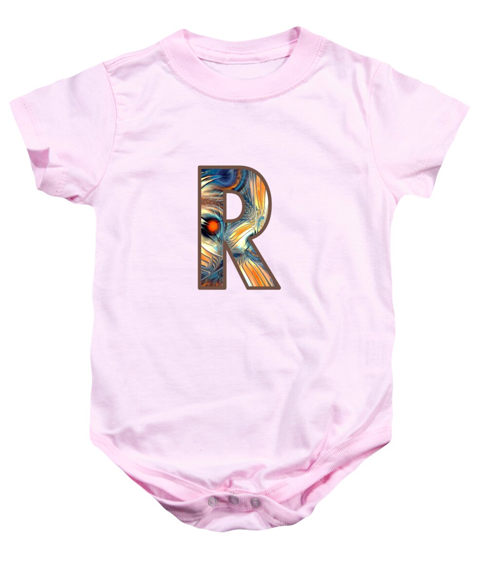 R Baby Onesie featuring the digital art Fractal - Alphabet - R is for Randomness by Anastasiya Malakhova