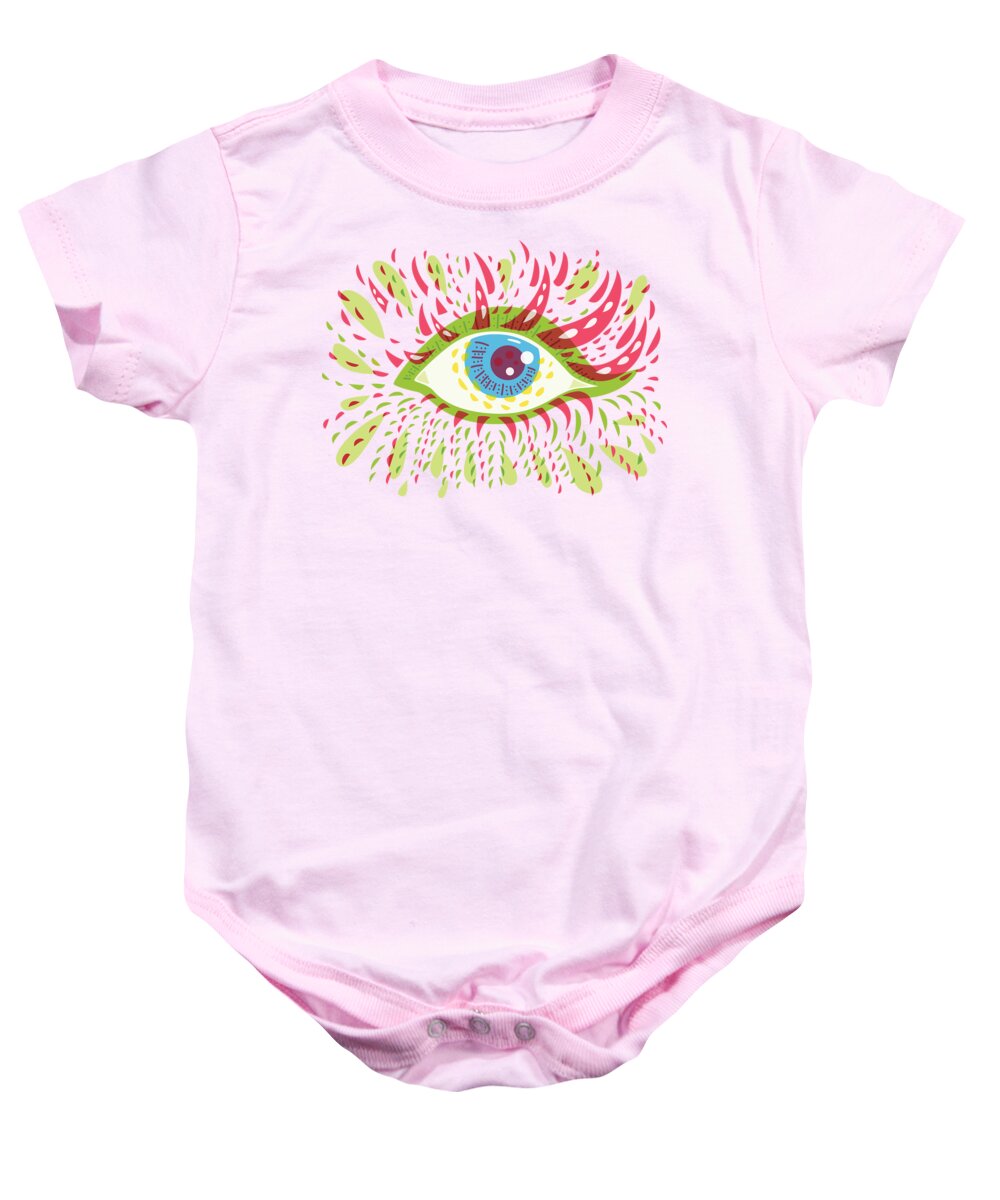 Eye Baby Onesie featuring the digital art From Looking Psychedelic Eye by Boriana Giormova