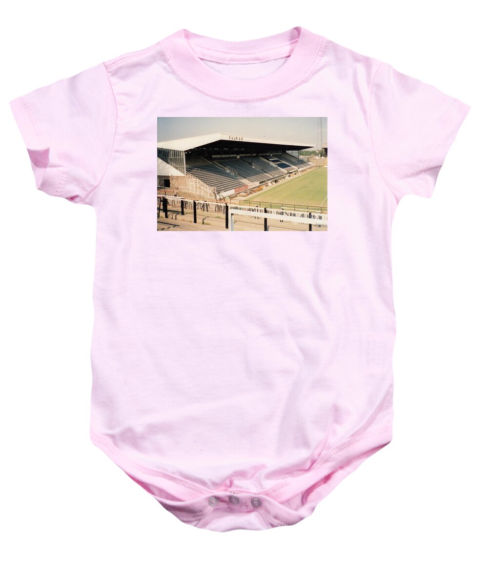 Fulham Baby Onesie featuring the photograph Fulham - Craven Cottage - Riverside Stand 3 - September 1991 by Legendary Football Grounds